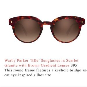 RETIRED Warby Parker Elle scarlet Granite sunglasses